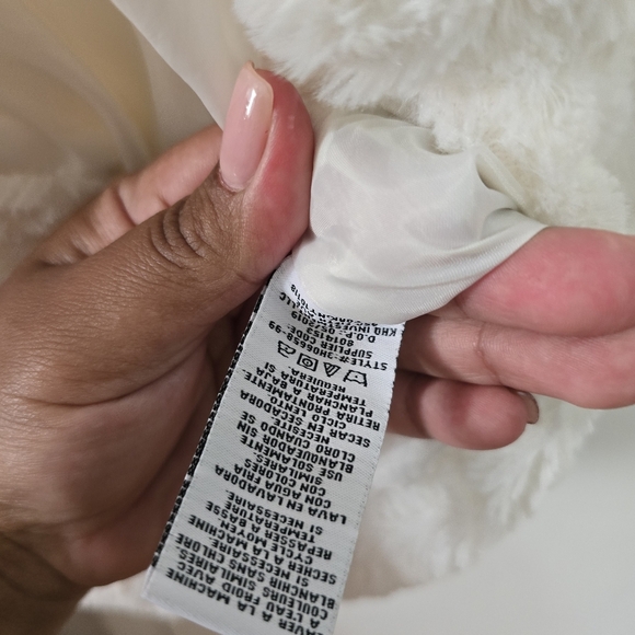 Calvin Klein Jeans White Pea Coat Plush Faux Fur - Picture 8 of 8